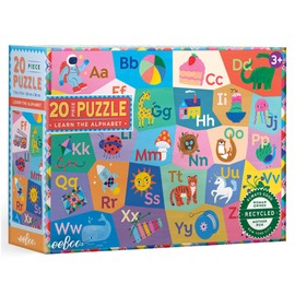 eeBoo: Learn The Alphabet - 20 Piece Puzzle - 15 x11 Jigsaw, Sturdy Dustless Oversized Pieces, Objects & Letter Association, Preschool, Kids Ages 3+