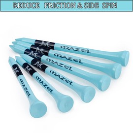 MAZEL Professional Natural Wood Golf Tees Pack of 50 (Two Sizes 2-3/4" & 3-1/4"),Reduce Friction & Side Spin, More Durable and Stable Golf Tee (50 Pack(25 * 2-3/4"+25 * 3-1/4"),Light Blue)