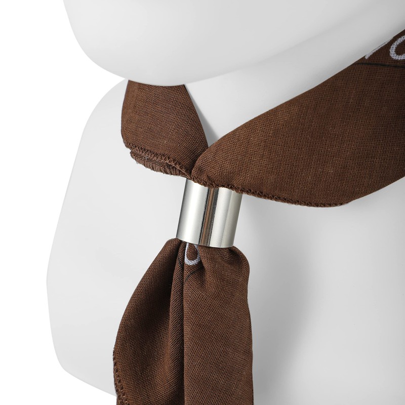 Komonee Tie Neck Ring Loop Clasp Silver Colour With Brown