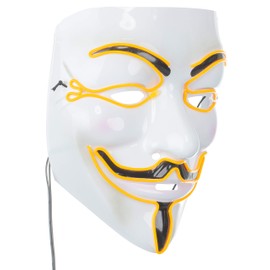 Brandsseller Carnival Mask Anonymous Party Mask Vendetta LED Illuminated White / Yellow