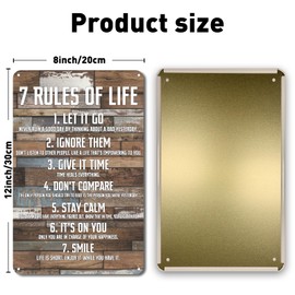 QYAYIK Inspirational Signs, 7 Rules of Life Wall Art Sign, Printed Wall Plaque Tin Signs, Farmhouse Decor, Home Decor, Gift for Home, School and Office Decor 12 X 8 inch