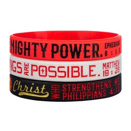 Sainstone Power of Faith Basketball Inspirational Bible Verse Silicone Bracelets with Christian Sayings MATTHEW 19:26, PHILIPPIANS 4:13, EPHESIANS 6:10, Sports Party Favors Gifts for Bulls (Unisex)