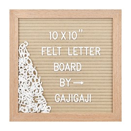 Felt Letter Board with 294 Letters, Numbers, Symbols - 10x10 inch Changeable Message Board with Wooden Frame Wall Mount (Beige)