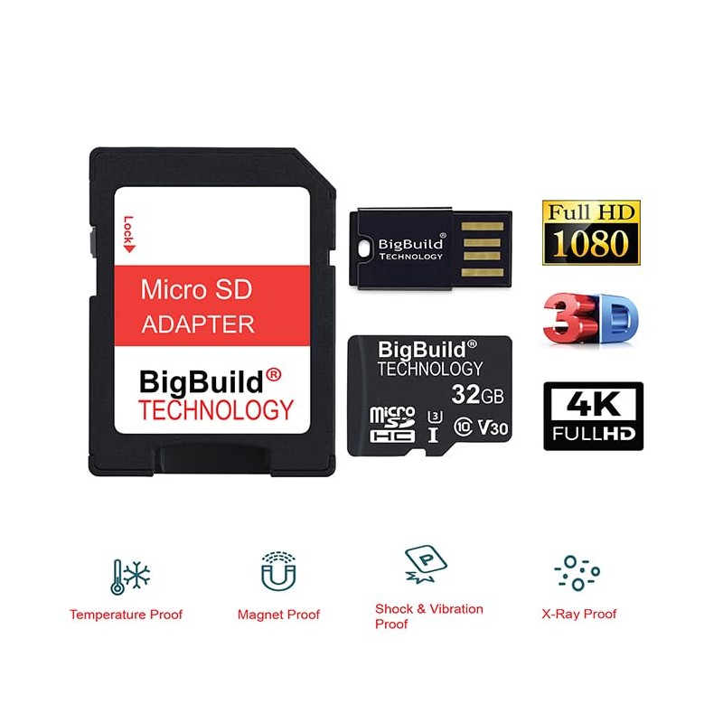 BigBuild Technology 32GB U3 Micro SDHC Memory Card For Nextbase