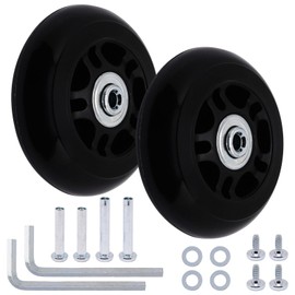 S SYDIEN 72mm x 24mm Luggage Suitcase Replacement Wheels, Black Inline Skate Wheels, Silent PU Caster Wheel Bearings Repair Kit for Trolley Carry-on Roller Travel Bag, 2 Pack
