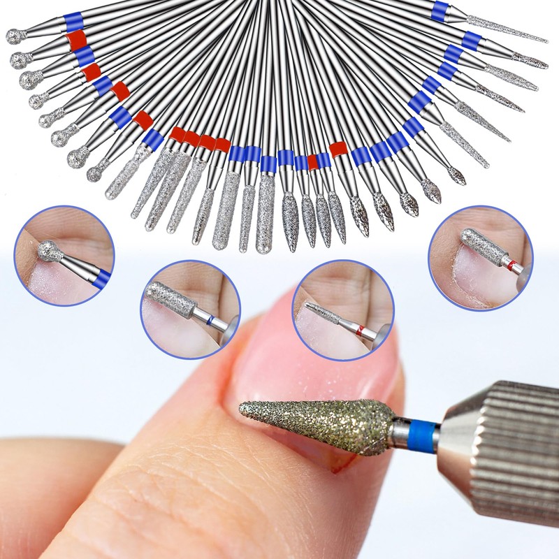 Pack of 30 Nail Drill Bits Diamond Professional Nail Cutter