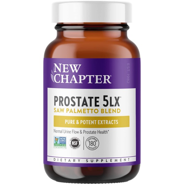 New Chapter Prostate Supplement - Prostate 5LX with Saw Palmetto + Selenium for Prostate Health - 180 ct Vegetarian Capsule