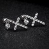 Street Knitted Men's Round Iced Cz Stud Sterling Silver Hip