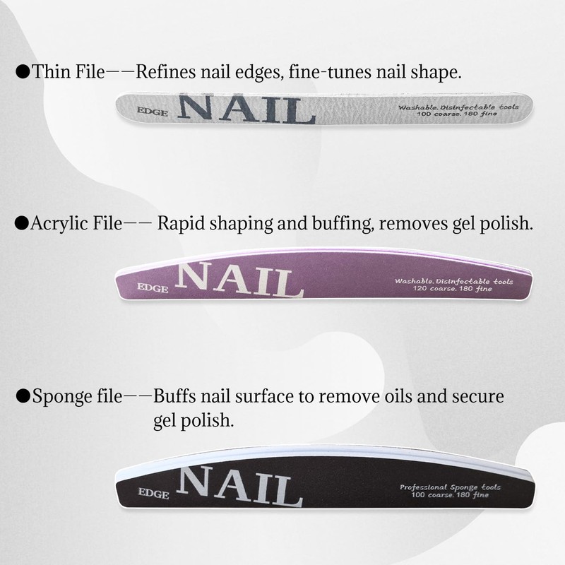 Borola Nail Buffer, Set of 3, Compatible with Acrylic &