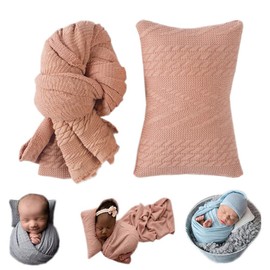 Manta elástica de punto para fotografía de recién nacido, para sesión de fotos y posar, para bebés y niñas (camello)