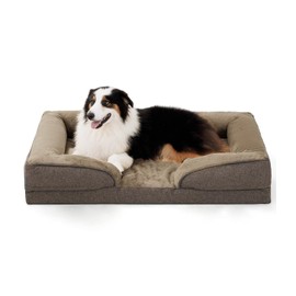 Made4pet Dog Bed Orthopedic Dog Sofa for Large Dogs,Supportive Foam Pet Cushions Bed with Washable Removable Cover, Egg-Crate Foam, Waterproof Lining Bottom, Brown, 42 * 32 * 8 Inch