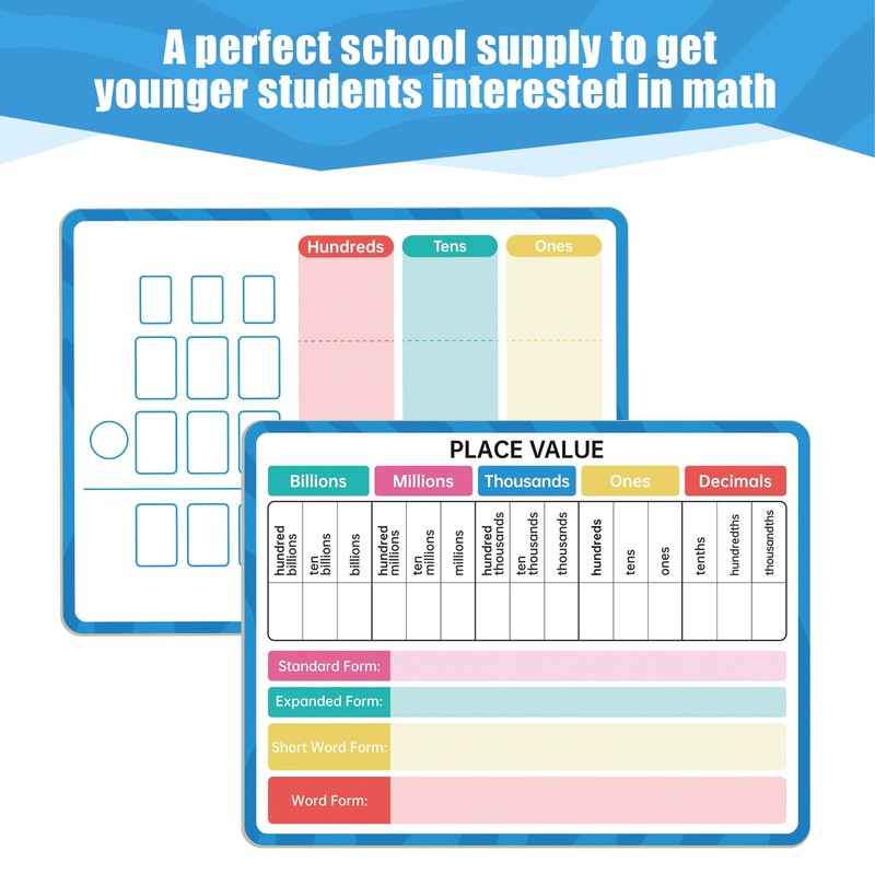Dry Erase Place Value Whiteboard, 9" x 12" Double Sided