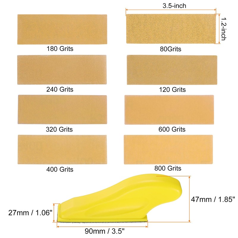 sourcing map 40pcs Detail Sander Paper Kit 80/120/180/240/320/400/600/800 Grits 3.5"