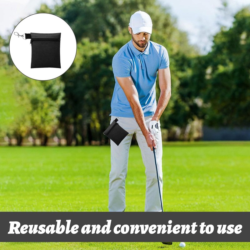 Watlikeup Golf Tee Pouch,1PCS Black Zipper Golf Ball Bag,Golf Tee