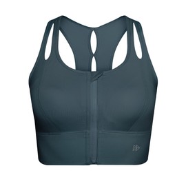Yvette Womens Sports Bras High Impact Zip Front Sports Bra High Support Large Bust for Workout Running,Haze Blue,Medium Plus