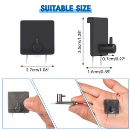 Lounsweer Cubicle Hooks for Fabric Walls Cubicle Hanger Clips Fabric Panel Wall Coat Hooks Stainless Steel Cubicle Picture Hangers for 50 Lbs Home Office Room Board Hanging Supply (Black,4 Pcs)