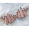 LIyun&Hang 3D Press on Nails Oval Shapes 24Pcs Glossy Full