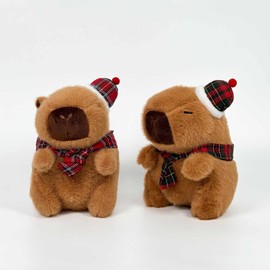 Gjlzfwbx Capybara Plush Toy, 8inch Capybara Stuffed Animal Birthday Gifts for Kids Girl Friends (Bow Tie)