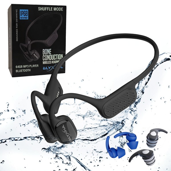 ELYXFUL Bone Conduction Swimming Headphones with Bluetooth & 64GB MP3