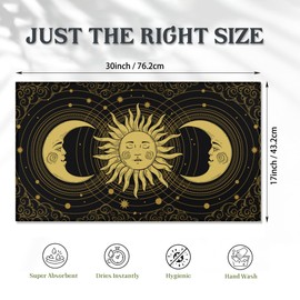 SPUNKER Door Mat,Boho Celestial Front Door Mat 17''x30'',Sun Moon Stars Doormats Indoor Entrance,Welcome Entry Mat,Outdoor Welcome Mat,Low-Profile Floor Rugs for Entry Patio