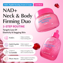 EQQUALBERRY NAD+ Peptide Boosting Serum & Cream Duo | Pink Cream for Anti-Aging, Firming & Lifting, Jawline, Neck, Décolleté | Korean Skin Care