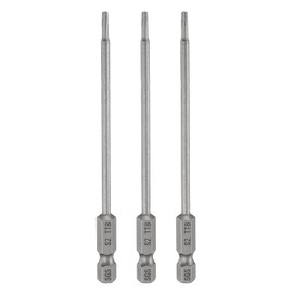 HARFINGTON 3pcs TT8 Security Torx Head Screwdriver Bit 4.33" (110mm) Long 1/4" Hex Shank Magnetic Tamper Proof 6 Point Star Screw Driver Drill Bits S2 Steel Hole Tip Industrial Power Tools