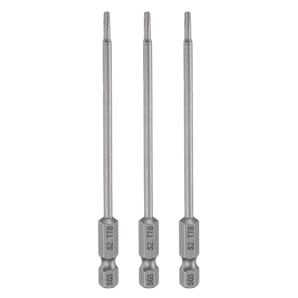 HARFINGTON 3pcs TT8 Security Torx Head Screwdriver Bit 4.33" (110mm)