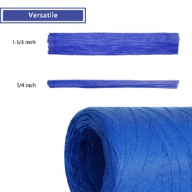 HAMUIERS Raffia Ribbon for Gift Wrapping, Packing Paper Twine Ribbon, Craft Ribbon for Crochet - 1/4'' Wide, 109 Yards, Royal Blue