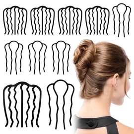CHANGJIQ Yaii Winding Comb, 10 Pieces, 2 Types, Bundles, Hair Clip, Inner Hair Accessories, Hair Ornament, Hair Arrangement, Weddings, Graduation Ceremonies, Black, Easy