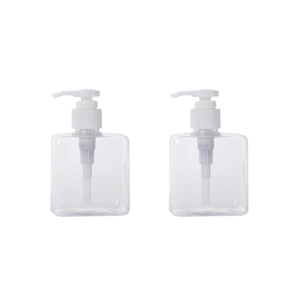 2Pcs 250ml/8.4oz Plastic Pump Bottle Dispenser Empty Refillable Square Lotion