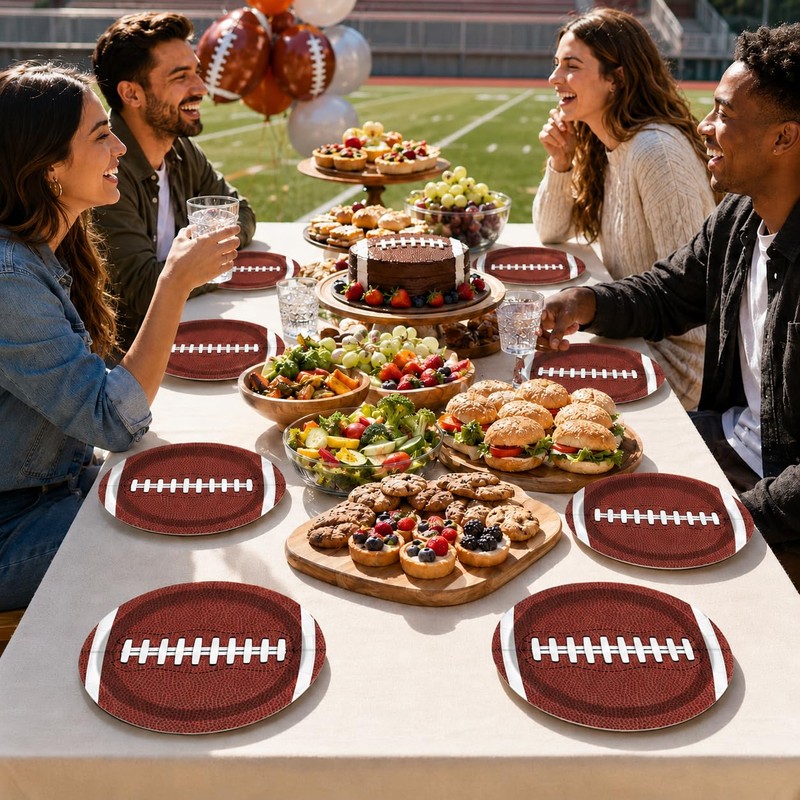 50Pcs Football Paper Plates 10 Inch Large Heavy Duty Sport