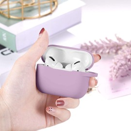 Lerobo Compatible with AirPods Pro Case 2019,Shock-Proof Silicone Skin Full Protective Cover for Airpods Pro,Supports Wireless Charging with Durable Carabiner Front LED Visible,Lavender