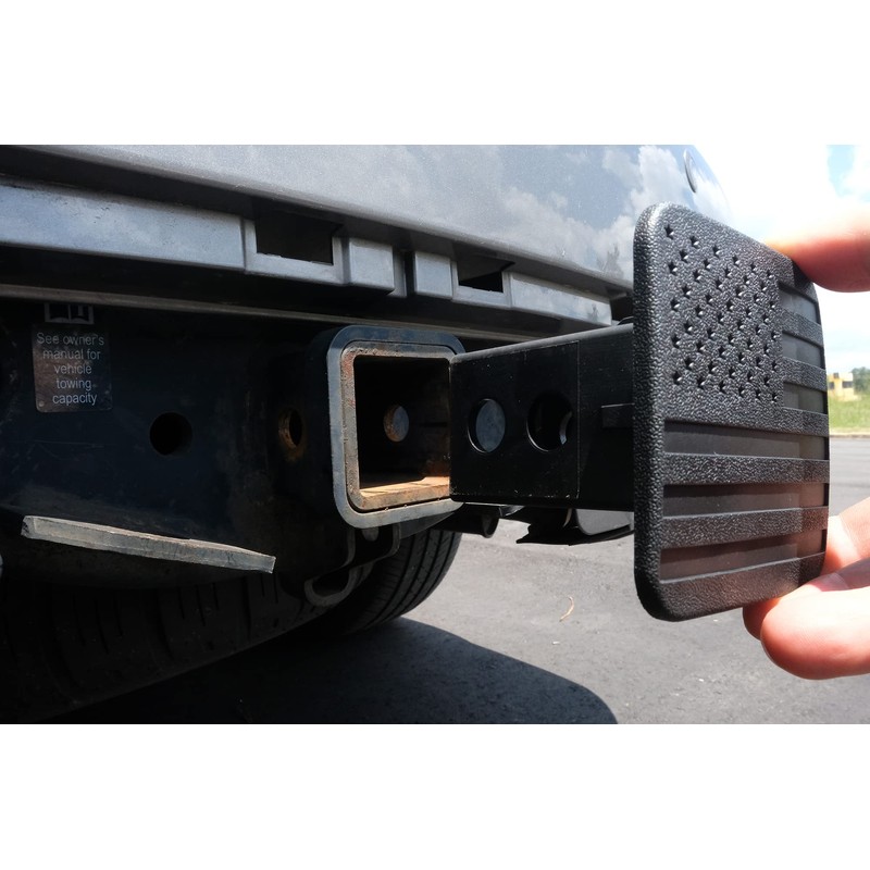 eVerHitch 2" American Black Flag Trailer Hitch Cover Plug for