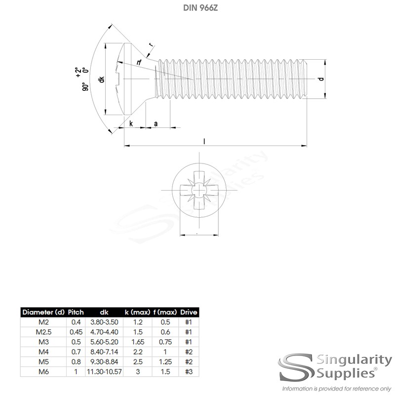 M4 (4mm x 12mm) Pozi Raised Countersunk Machine Screw (Bolt)