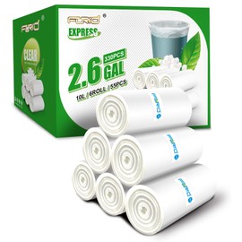 FORID Clear Small Trash Bags, 2.6 Gallon Garbage Bags, Wastebasket Bin Liners 330 Count Plastic Trash Bags for Bathroom Bedroom Office Garbage Can 10 Liters - Durable & Thick Trash Bag