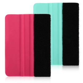 ASTER Set of 2 Squeegee 10 x 7.2 cm Plastic Felt Squeegee with Felt Edge, Felt Squeegee Tool for Car Films, Protective Films, Furniture Films, Wall Sticker, Scraper, Film Squeegee with Soft Felt Cloth