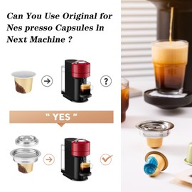 FOVNOT Reusable Coffee Capsule Adapter, 150 ML Stainless Steel Coffee Pod Adapter Coffee Pod Converter with 4 Stickers Compatiable for Vertuo Next/Vertuo POP/Vertuolline GCA1/Delonghi ENV135