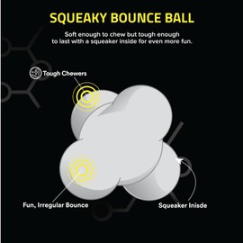 Playology Squeaky Bounce Ball for Medium Dog Breeds (15-35 lbs) - Engaging All-Natural Peanut Butter Scented Rubber Dog Chew Toy for Heavy Chewers - Easy to Clean - Interactive & Non-Toxic Materials
