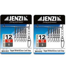 blntackle76 Set of 2 packs (8-12 pieces) Jenzi high-speed swivel fastlock carabiner from Jenzi, black nickel, 9, 12, 18, 25 kg + free Petri Heil! sticker (size 12, 12 kg)