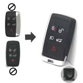 SEGADEN Upgraded Modified Key Shell Soft TPU Button Compatible with Land Rover Range Rover Evoque Sport Velar Jaguar 5 Button Keyless Entry Smart Remote Key Case Fob SS702A