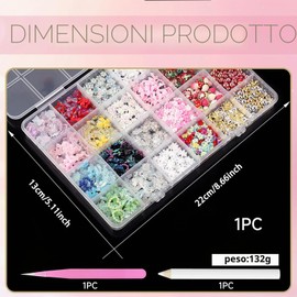 Tastetreasure Kit di 4000 ciondoli e gemme per nail art, set di strass 3D Kawaii con fiocchi, frutta, stelle e fiori, gemme professionali con penna a cera e pinzette, accessori misti per unghie
