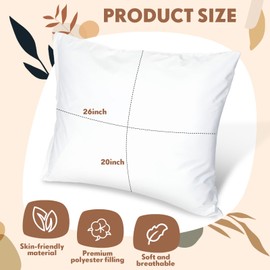 Jingmore 20 x 26 Inches Reusable Bed Pillow with Vinyl Pillow Protector, Waterproof Medical Pillow for Sleeping, Fluid and Stain Resistant, Wipeable Easy Clean, White