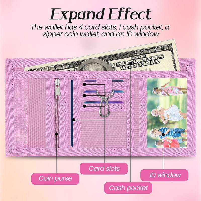 ZYETGH Children's Purse, Children's Neck Pouch with Lanyard, Triple Folded