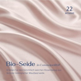 RENESSY Organic Silk Pillowcase 40 x 80 cm - 100% Organic Mulberry Silk, 22 Momme, Naturally Hypoallergenic, Promotes Hair and Skin Health, 1 Piece (Light Grey)