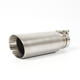 KHK 3" Inlet 4" Outlet 12" Overall Length Diesel Exhaust Tips,Honeycomb Design Double Wall Stainless Steel 3" to 4" Exhaust Tip Bolt-On Truck Tailtip, Universal for Trucks & Cars -Siver Powder Coated