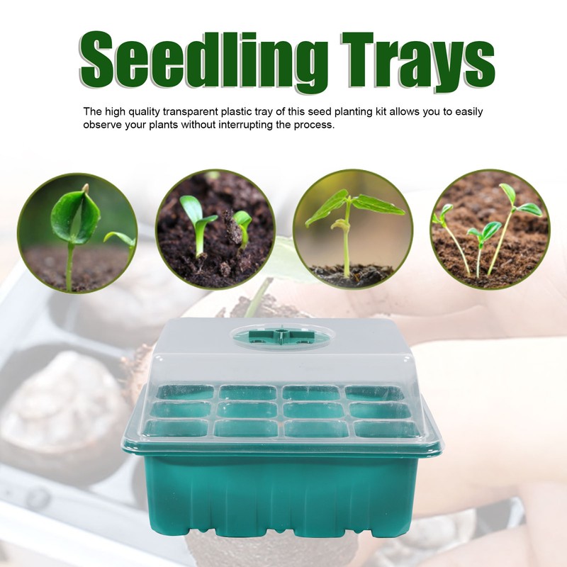 10Pcs Seedling Trays 12 Hole Transparent Adjustable Ventilated Seedling Starter
