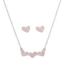 Dalee Stainless Steel Triple Heart Necklace & Earrings Set (REF05433)