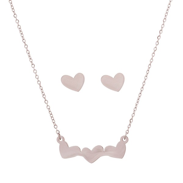 Dalee Stainless Steel Triple Heart Necklace & Earrings Set (REF05433)