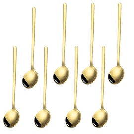 Golden Coffee Spoon, 13 cm Coffee Spoon, Stainless Steel Spoon, Small, Mixing Spoon, Mixing Spoon, Long Mini Teaspoon, Gold, Dessert Spoon, Stainless Steel, Good for Coffee, Sugar, Dessert, Ice Cream,