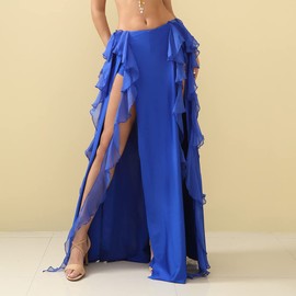 ROYAL SMEELA Belly Dance Skirt Chiffon Belly Dancing Skirt Bellydance Skirts Belly Dancer Costumes for Women, Dark Blue, Medium